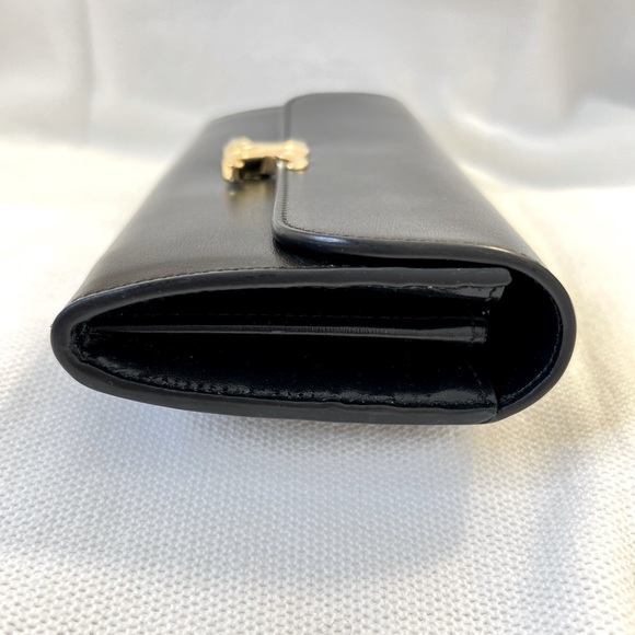 CELINE Triomphe Wallet Large in Shiny Black Calfskin Leather Authentic - Picture 4 of 6